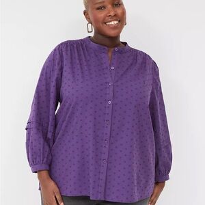 Lane Bryant Purple Classic Bracelet 3/4 Sleeve Boxy Blouse NWT